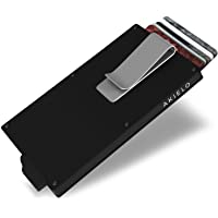 AKIELO Tarjetero de Hombre Bloqueo RFID con Clip para Billetes y Caja Regalo – Cartera Hombre Minimalista – Cartera…